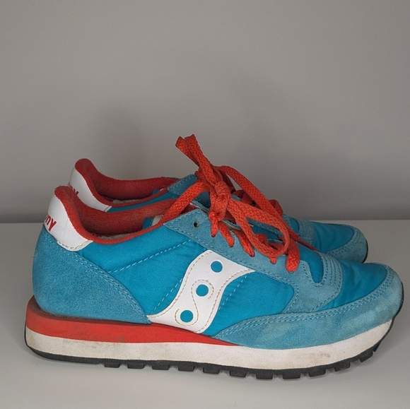 Saucony Jazz sz 6.5 Teal and Red sneakers - Picture 2 of 7